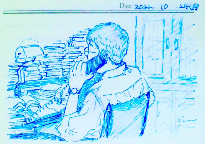 赤ゲン先生落書き。哀愁を帯びた背中を見てたら描きたくなった…うららちゃんと増井さんが知り合いだったことにびっくり#ひまわり #朝ドラひまわり #朝ドラ絵日記 