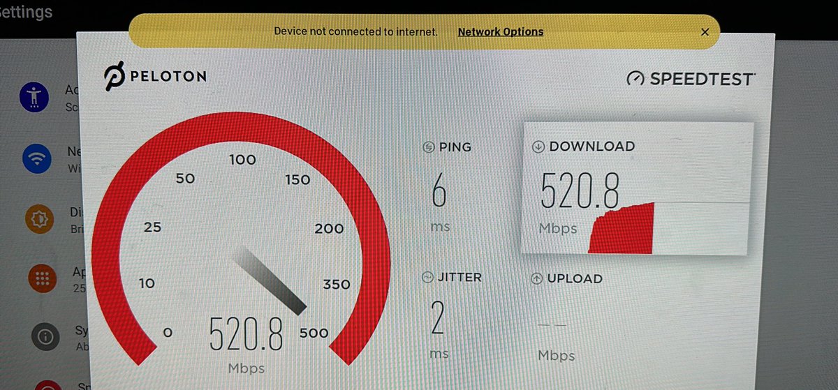 contonolatino's tweet photo. @onepeloton bike says not connected to WiFi. It is. 

Speed tests are excellent. So it can do speed tests but won’t load user profiles. 

I’ve restarted it three times. Nothing changes. 

Suggestions? https://t.co/03NFYao7hE