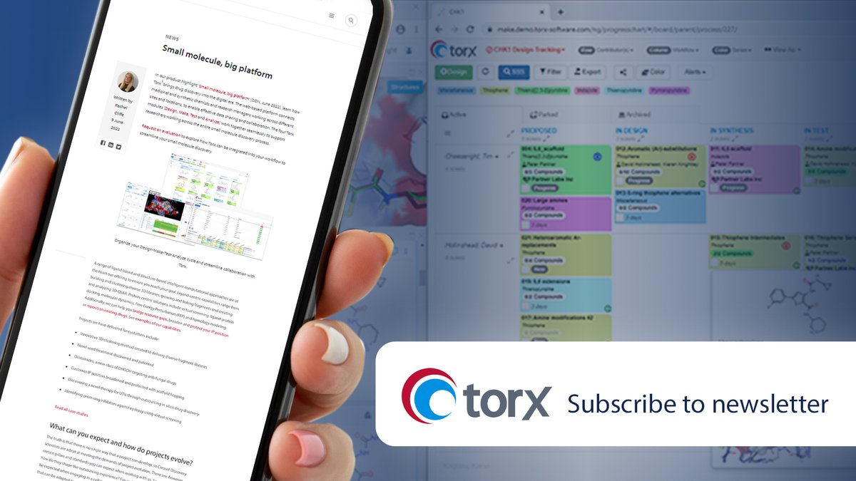 TorxSoftware's tweet photo. We're launching our quarterly #newsletter in December.

Subscribe now to get the latest updates on the Torx® platform for small molecule discovery #chemistry, plus events, webinars and scientific opinion: https://t.co/3FJ7lwRJYa

#medchem #drugdiscovery #pharma #biotech https://t.co/pKdCLqaNUM