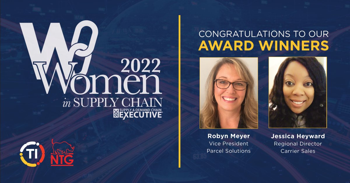 TransprtInsight's tweet photo. We’re excited that TWO of our own -- Robyn Meyer and Jessica Heyward -- are being honored by Supply &amp; Demand Chain Executive for their accomplishments, mentorship and the examples they set. Well deserved! See the full list: https://t.co/c1rqB0ELse 

#gobeon #supplychain https://t.co/DArYGU5FkR