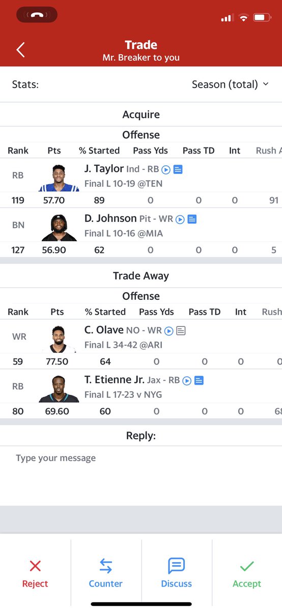 shanoots's tweet photo. @FantasyAdvice99 what do you think of this trade offer? I have ETN and Olave. https://t.co/z7KvpC8oSE