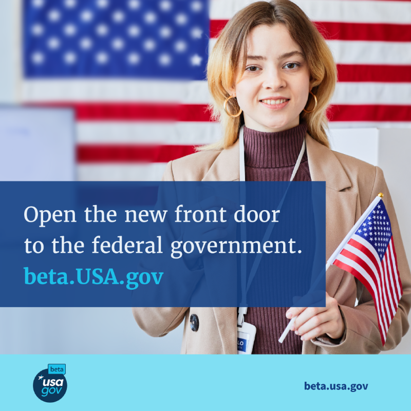 USAGov's tweet photo. Introducing…. https://t.co/9xYDpp00Yj!

We’re building a new https://t.co/ATyhrwKIDT. 

Visit our new version of the site and open the front door to the federal government.