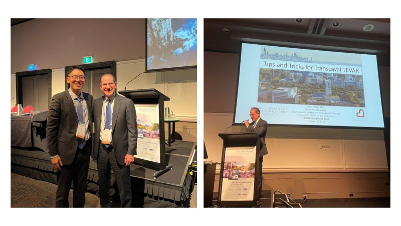 UChicagoAorta's tweet photo. Day 2 of #ANZSVS22! Another fantastic day of talks including an exciting #aortic session. Even better - spending time with a friend,@SukguH, who also happens to be a rising star in complex aortic repair. #TranscavalTEVAR https://t.co/2EoiFM1LSR