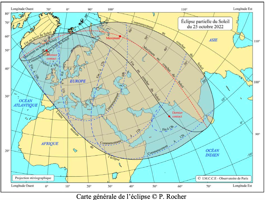 _planetarium's tweet photo. Demain mardi 25 octobre : éclipse partielle de Soleil visible uniquement dans l’hémisphère Nord. "Sur presque la totalité de l’Europe, la Méditerranée, l’ouest de l’Asie et le nord-est de l’Afrique.Elle sera donc visible en France métropolitaine (IMCCE)". https://t.co/FTRiPp9P6u