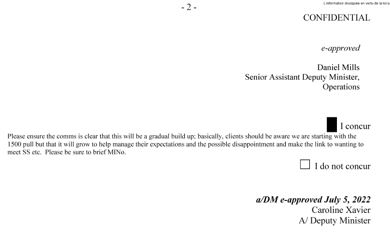 smeurrens's tweet photo. A July 5, 2022 IRCC Memo to the Deputy Minister states that IRCC's goal was to issue 1,500 invitations to Express Entry on July 6, 2022, and then increase biweekly invitations by 250 until they reach 4,250 by December. Ultimately, they were able to increase by 500 instead. https://t.co/iMXeiuUU0J
