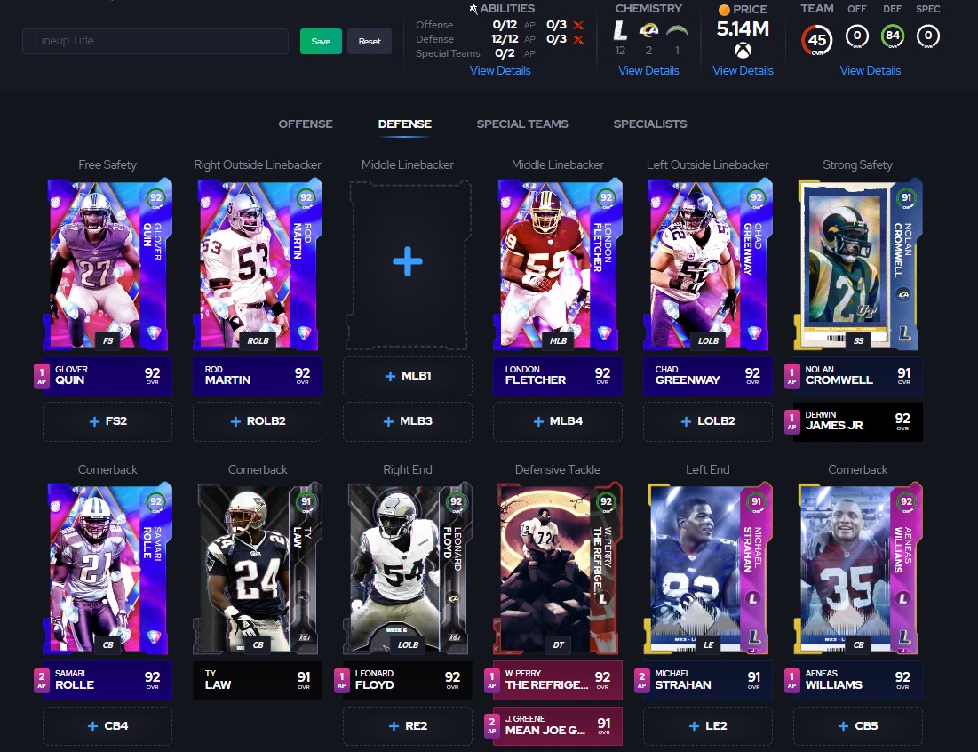 DMoneyYTBackup's tweet photo. This is the best Defense you can have right now in Madden 23. It costs a pretty penny, but it's well worth it.

12/12 AP Used:

4 Double or Nothings = 6 AP
4 Deep Out Zone KO = 5 AP
1 Pick Artist = 1 AP

Derwin James at Sub LB

https://t.co/5P8tSQ7nKX https://t.co/TIbZUkyLGy