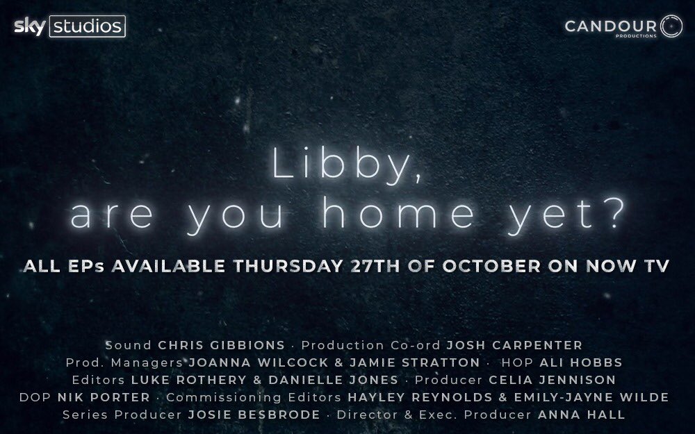 Our box set trilogy ‘Libby are you home yet?’ on at 9pm on 27/10 on SkyCrime &amp; streaming on Now. It’s a series that will stay with us forever. Libby was passionate, funny &amp; loved by so many. We grew to love her. We are so angry at how her life was taken. You will be too. <a href="/skytv/">Sky TV</a>