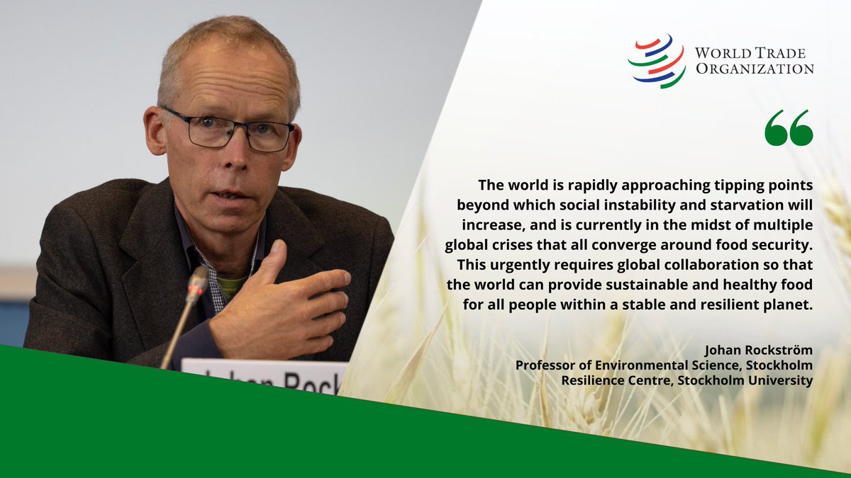 Professor @jrockstrom calls for urgent collective action to tackle food insecurity and to ensure everybody has access to food. #WTOAg