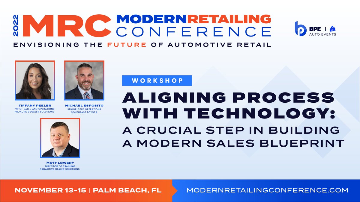 pdsbrooke_ai's tweet image. Next month Tiffany Peeler, Matt Lowery, and Michael Esposito will be presenting a MUST-SEE workshop focused on aligning processes with technology at Brian Pasch&apos;s MRC in Palm Beach, FL 🎉  The workshop will take place at 9:00 AM on November 14th!

#ProactiveDealerSolutions #MRC
