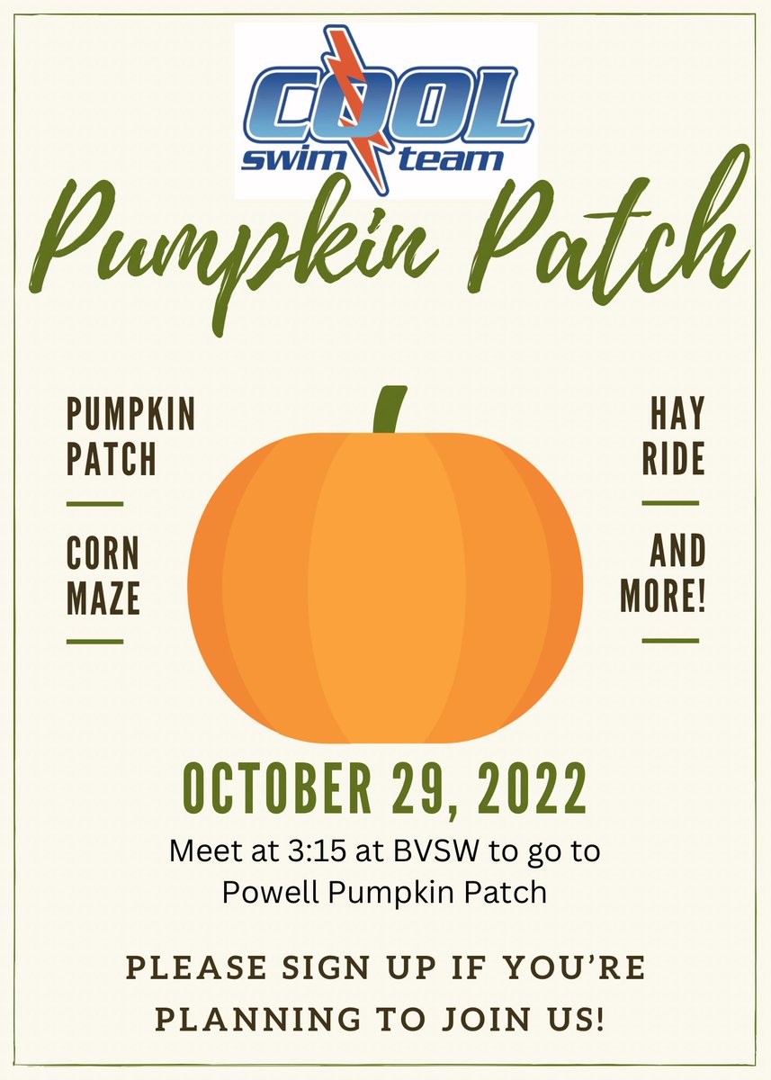 COOLSwimTeamKS's tweet photo. Please sign up on the Signup Genius if you’re planning to join us! 🎃 https://t.co/i6Ro6OCur7