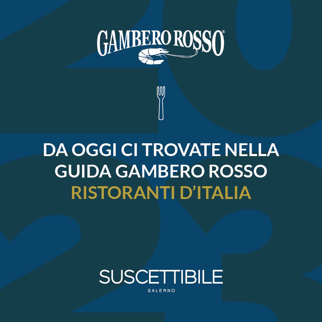 suscettibileart's tweet photo. Con emozione vi annunciamo che la nostra sede di Salerno da oggi è presente nella prestigiosa guida @ilGamberoRosso nella sezione Ristorante d’Italia 2023. Ad maiora. https://t.co/nnSVjfBR9K