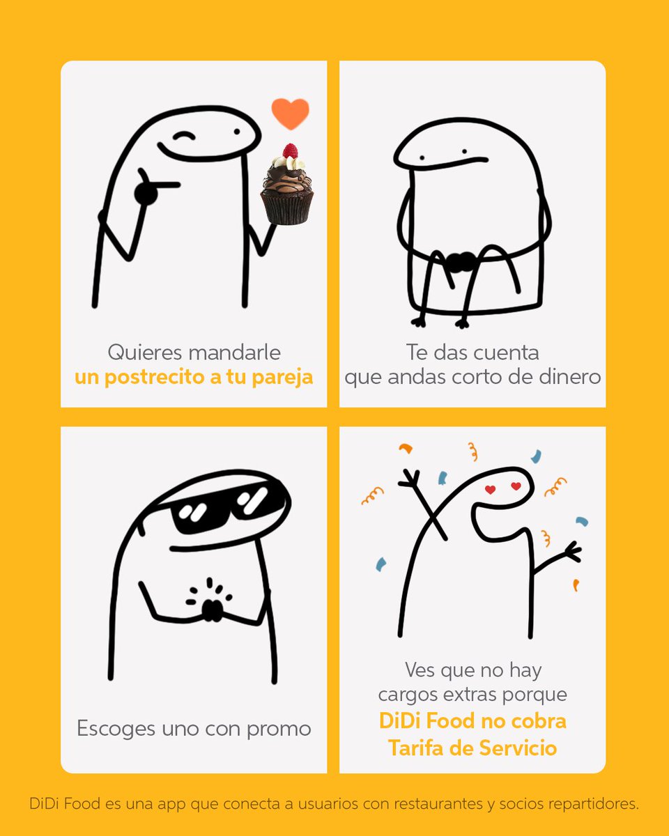 Amiga, tú lúcete sin preocuparte 😎
DiDi Food no te cobra Tarifa de Servicio en ninguno de tus pedidos 🙌🏼  Sólo pagas tus antojos y el envío 😉