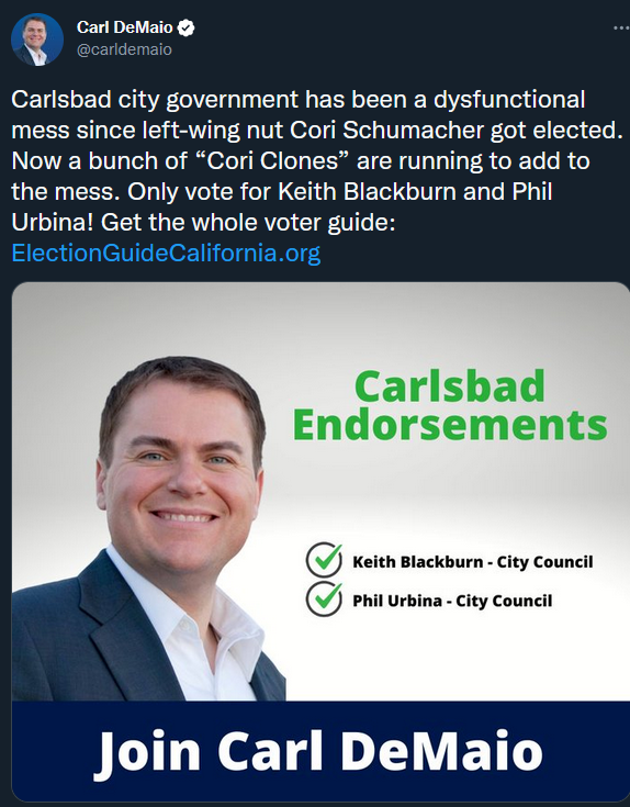 theleftyleague's tweet image. Wow, looks like Carlsbad bigots agree! Keith Blackburn for Mayor. #WriteInAdriel
