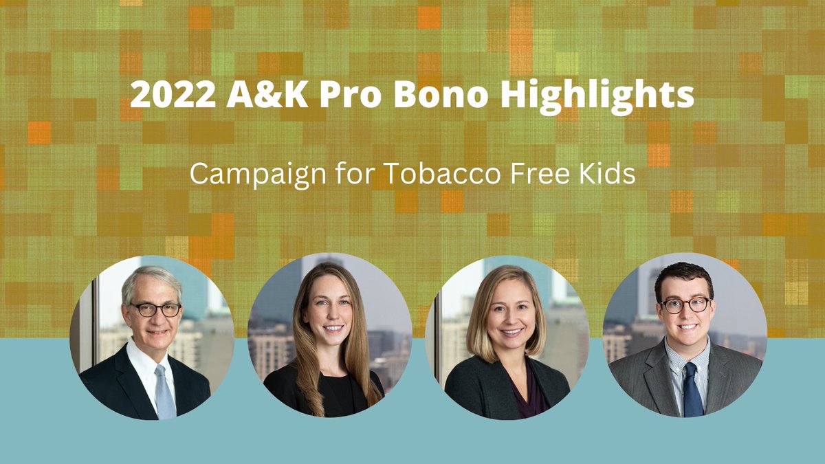 Pro Bono Highlight: Scott Lewis, Christina Marshall, Melissa Allison and Ezra Dunkle-Polier represent <a href="/TobaccoFreeKids/">Campaign for Tobacco-Free Kids</a> and others who are working with the <a href="/DOJ/">Daniel</a> to require cigarette makers to display court-ordered statements at retail locations. bit.ly/3CRZ1KB #probono