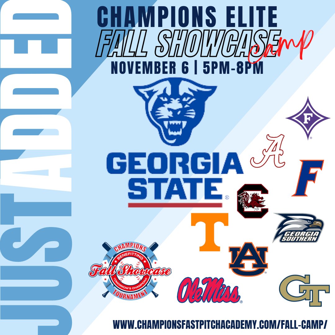 We are excited to announce that GA State will be on our coaching staff for the Fall Showcase Camp! Register today! championsfastpitchacademy.com/fall-camp/