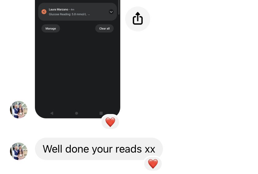 LauraGinn1983's tweet image. Put #librelinkup on my husbands phone and he keeps sending me little well done messages! 😍😍 #itsthelittlethings #type1diabetes #support