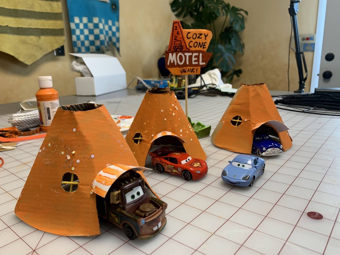 If you were wondering what was on my (very messy) bench while I talked Pixel Watch: it's the Cozy Cone Motel my son and I made...