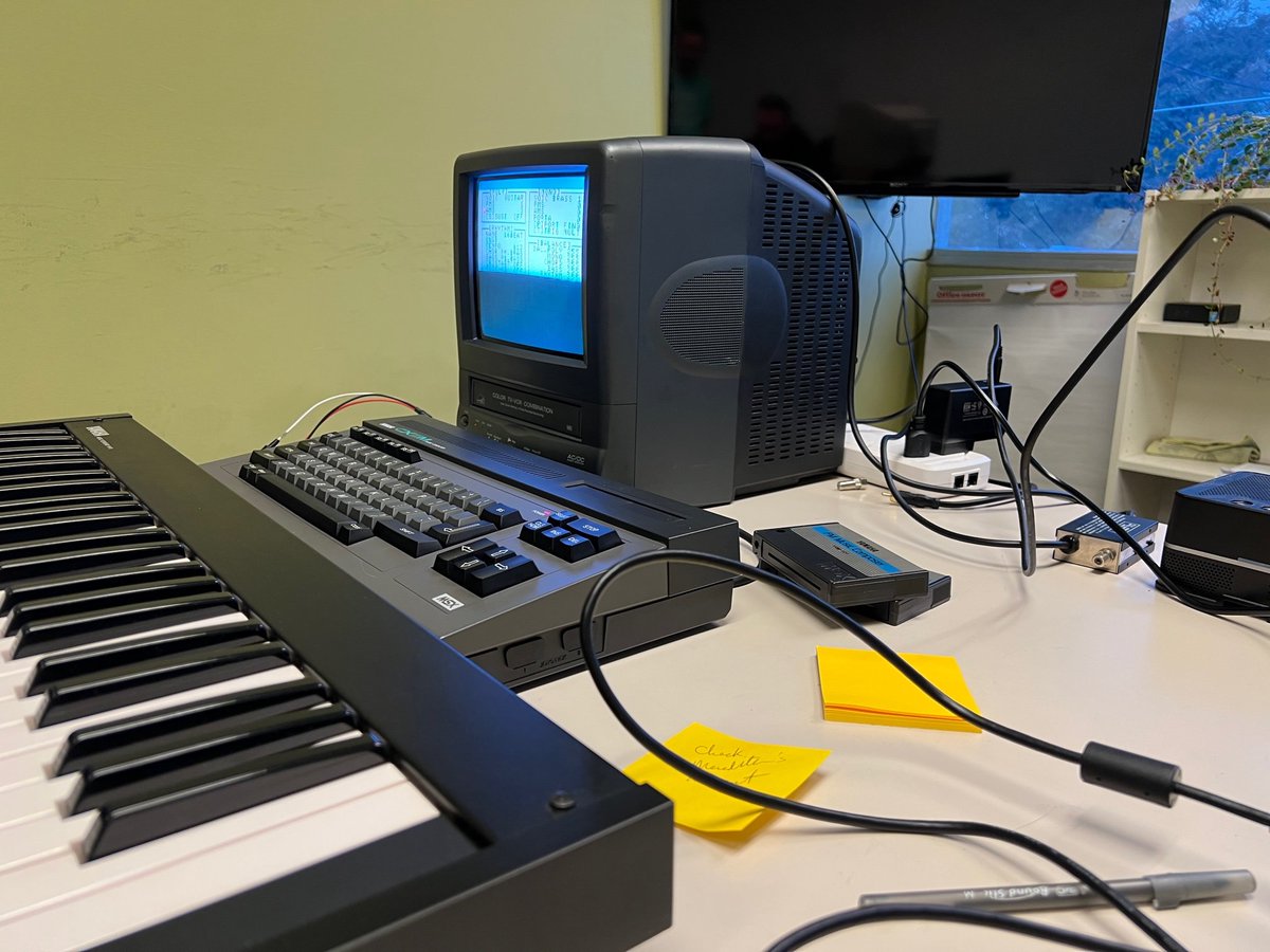 AmigaL0ve's tweet photo. SEA-CCC Meet #49 last night in Seattle had the following in attendance: 

- C128DCR with GEOS 128 2.0 (1581, REU) + CMD's Heavenbound
- Brand new and impressive A2560K Foenix! 
- Beautiful Yamaha CX5M “music computer” with synth keyboard integration. 

Good times! https://t.co/IWUVwYxIA7