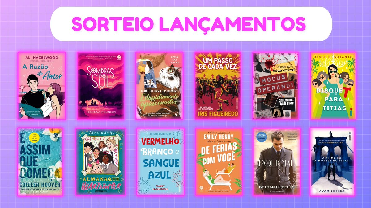 moliterarios's tweet photo. 💜 Sorteio Lançamentos 💜

📚 O sorteado escolherá entre um dos livros do banner!

🟣 Seguir @moliterarios
🟣 RT e FAV no TWEET FIXADO (atual)
🟣 RT neste TWEET (sem citar)
🟣 COMENTE o livro desejado

🟪 Resultado: 28/10 https://t.co/zFbjDnxNoo