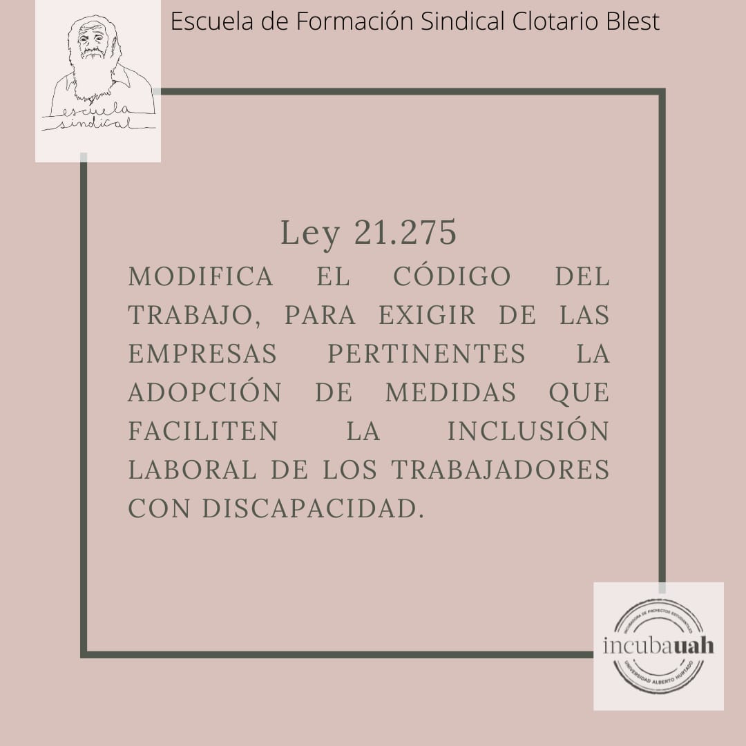 esclotarioblest's tweet photo. La ley 21.275 entrará en vigencia el 1 de noviembre, exigiendo a las empresas que adopten medidas para facilitar la inclusión laboral. https://t.co/7VJI3UcVoS