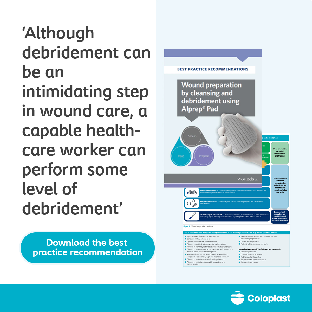 ColoplastUKWSC's tweet photo. Every practitioner has a duty of care to provide wound preparation services in a manner that is timely, safe and appropriate (Gray et al, 2011).
Read our best practice recommendations on the importance of wound preparation: https://t.co/TVKR5IyhEV
#AssessPrepareTreat #AlprepPad https://t.co/F5wZS1GXsW