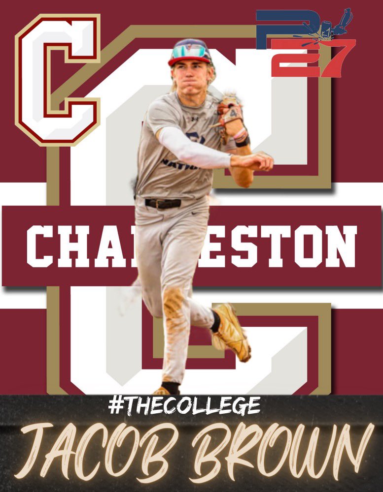 Jacobbrown1717's tweet photo. I’m very blessed to announce my commitment to College of Charleston to further my education and baseball career. Thank you to my family, friends, and the entire coaching staff for believing in me. #rollcougars https://t.co/9upVcHUVmp