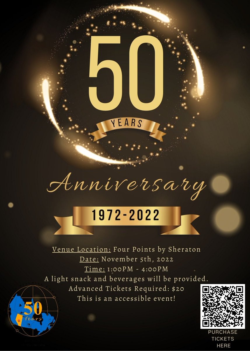 larcheedmonton's tweet photo. YOU ARE INVITED!!!
On November 5th, 2022, we will be celebrating our 50th Anniversary! Tickets are $20 in advance and can be purchased online or in person at the Community Center. 
https://t.co/ejLX3tHNYz
This is an accessible event! https://t.co/xF4SaMDO8F