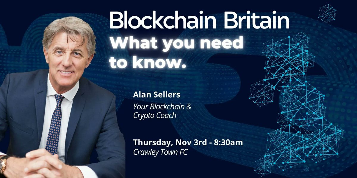 YourCryptoCoac1's tweet photo. Blockchain Britain - What You Need to Know  -  Unique FREE event Thu 3rd Nov 8.30am Crawley Town FC Don’t get left behind amidst the blockchain/crypto revolution https://t.co/QU8oqnQxN8 #networking #event #blockchaineducation #blockchaintraining #cryptoeducation #innovation https://t.co/szHyTC4d4w