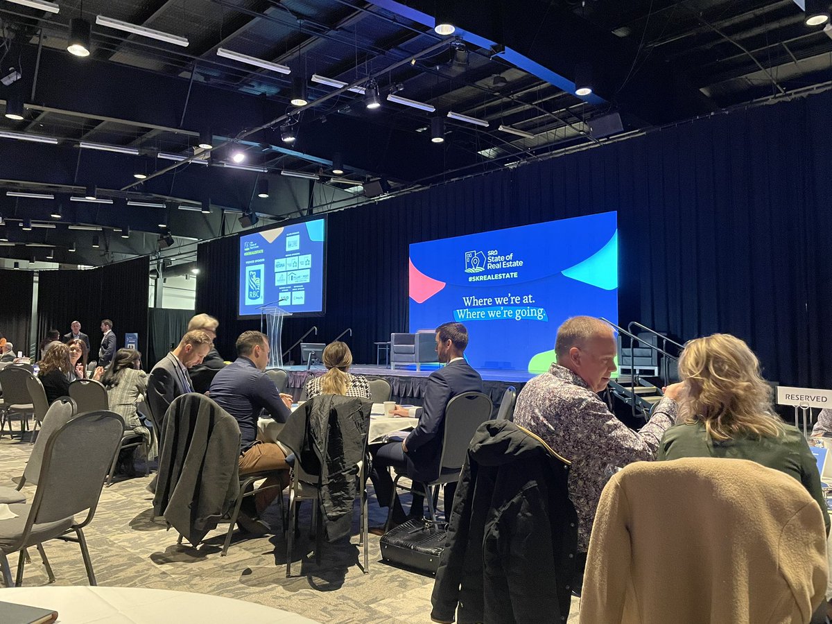 SamanthaKrahn's tweet photo. @SaskREALTORS State of Real Estate conference kicked off with an inspiring bang. #Sask has the tailwind to outrun major geo-political strife. We also offer an incredible lifestyle and great quality of life that is affordable. #skrealestate Great work @RBC! https://t.co/VABkxSFsVz