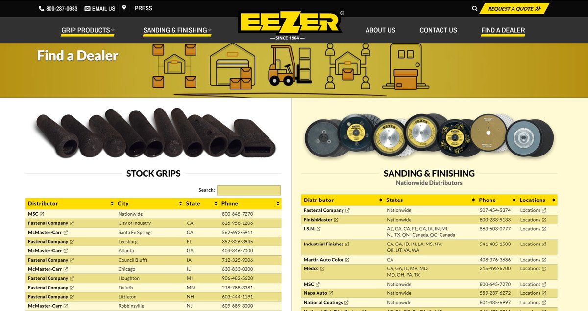 Looking for a distributor of our stock #grips or #sanding and finishing discs? Visit eezer.com/find-a-dealer/ to find a dealer! #madeinsua