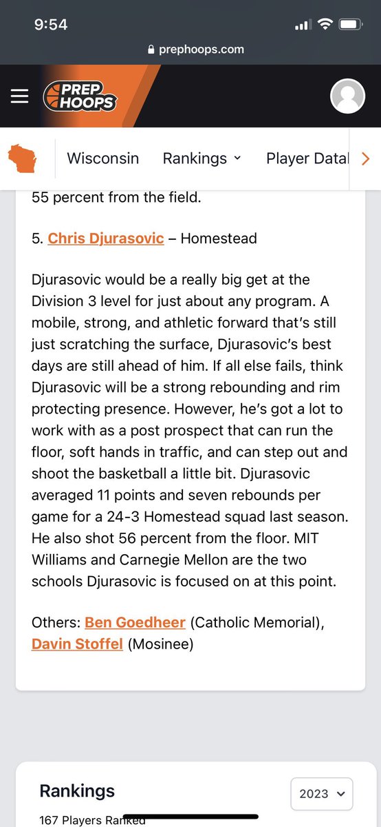 Still on the board but I don’t think for long! <a href="/CDjurasovic/">Chris Djurasovic</a> will have a great senior year!!