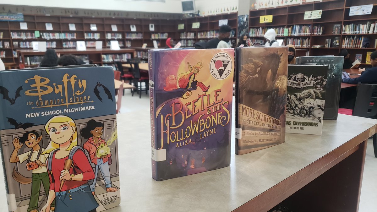angfalkenberg's tweet photo. Spooky season is here! Visit @CHECDC Libraries and @Sorareadingapp for these titles and more. Pun courtesy of a tweet I can't re-find. #CHECReads #DCPSReads #DCPSNeedsLibrarians @DcpsLibrary https://t.co/cmRhAzUdig