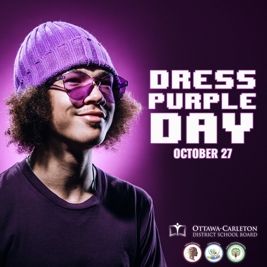Ontario Dress Purple Day is coming up on Thursday, October 27th! All are invited to wear purple to show children, youth, and families that they are here to help. Learn more: ow.ly/PuHu30miGwo