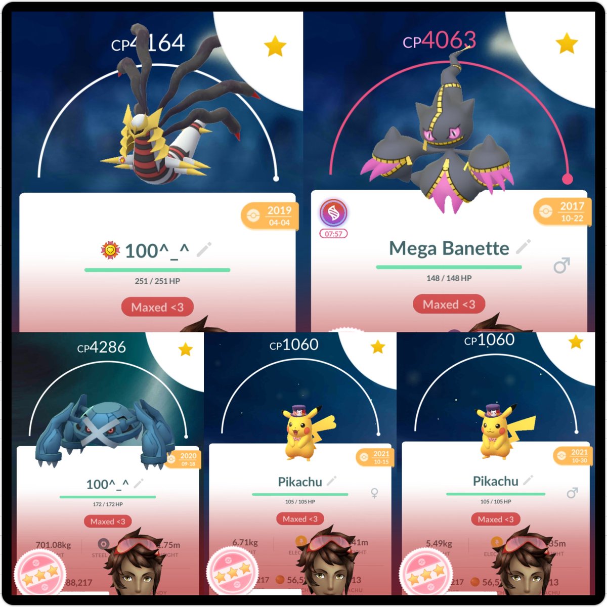 PokemonInthe6ix's tweet photo. Maxed out 5 mons for #MaxOutMonday
#pokemongo #level50 #level50pokemon #cute #love https://t.co/KKagpGL4ZY