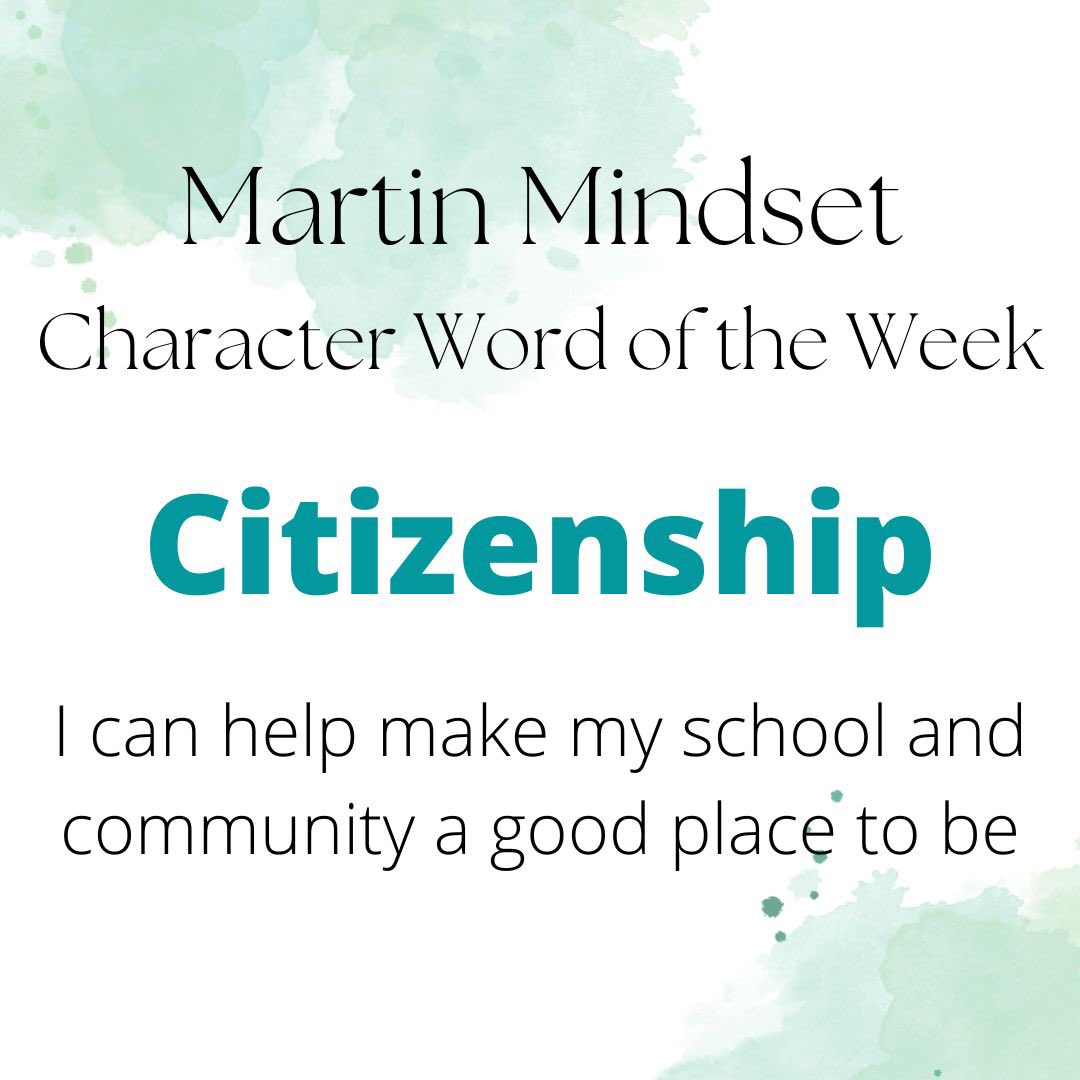 The Marlin Citizen Character Word of the Week is Citizenship.  How do you make our school and our community a better place to be? #charactercounts #mostcaringplaceonearth