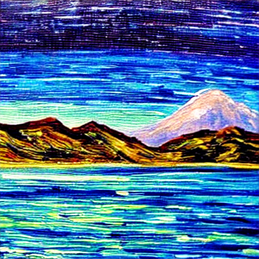AiGentGallery's tweet photo. #Artwork by Cybil is now available on our #solsea profile. Here is an a sample from the collection entitled: Mount Sol from the Shore. #nft #nftart #artist #digitalart #solananft https://t.co/a1a4hzNjSe