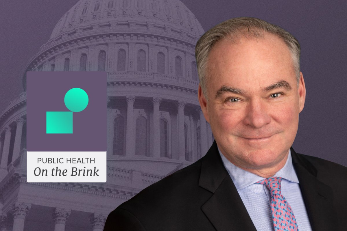 Tomorrow, #OnTheBrink hosts Sen. @timkaine (D-Virginia), who will talk about #LongCOVID, #PandemicPreparedness, and the effort to modernize our public health data infrastructure. @POLITICO healthcare reporter @AliceOllstein will moderate. Register: hsph.me/TimKaine