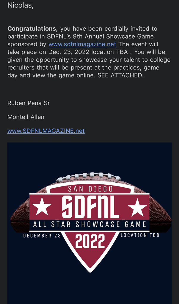 Thanks <a href="/MBASports1/">MBASports</a> for the invite to the SDFNL All Star Game!!
