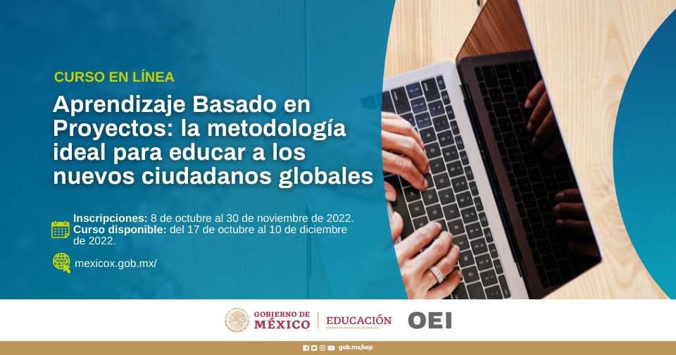secti_edomex's tweet photo. La @SEP_mx, te invita a registrarte en el curso  "El aprendizaje basado en proyectos: la metodología ideal para educar a los nuevos ciudadanos globales"
#Infórmate 👉 https://t.co/rpxsOsGD1o https://t.co/wizO0Tft2F