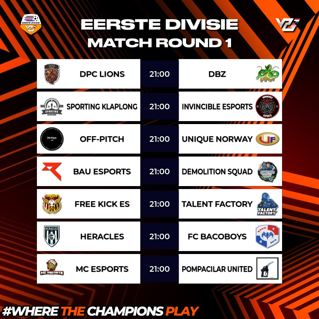 VPG Nederland (@vpg_nederland) on Twitter photo 🏆Nu gaat het echte werk beginnen.....Speelronde 1 is hier!🏆
Dit zijn de wedstrijden waarmee we het seizoen aftrappen vanavond! 🔥
Succes aan alle teams! Wie pakken de eerste 3 punten?? 🇳🇱⚽️
#Profclubs • #VPG • #ProClubs • <a href="/OfficialVPG/">Virtual Pro Gaming</a> 🏆Nu gaat het echte werk beginnen.....Speelronde 1 is hier!🏆
Dit zijn de wedstrijden waarmee we het seizoen aftrappen vanavond! 🔥
Succes aan alle teams! Wie pakken de eerste 3 punten?? 🇳🇱⚽️
#Profclubs • #VPG • #ProClubs • <a href="/OfficialVPG/">Virtual Pro Gaming</a>