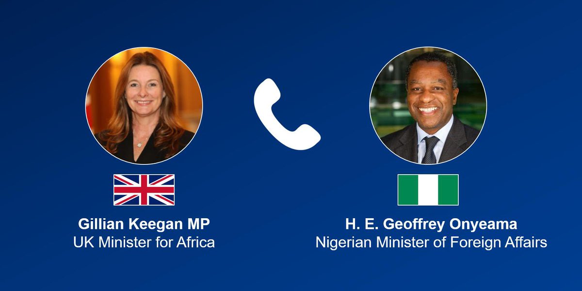 It was good to speak with Nigerian Foreign Minister @GeoffreyOnyeama today. We discussed the UK's commitment to our partnership with Nigeria, including supporting free and fair elections and economic prosperity between our countries 🇬🇧🤝🇳🇬