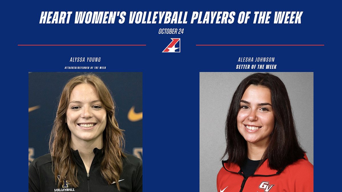 TheHeartConf's tweet photo. W🏐, Alyssa Young of @WPUAthletics Selected Heart Attacker and Defender of the Week, Johnson of @VikingAthletics Earns Setter of the Week!

https://t.co/WTM4vi5RbV https://t.co/StvZSeVpRZ