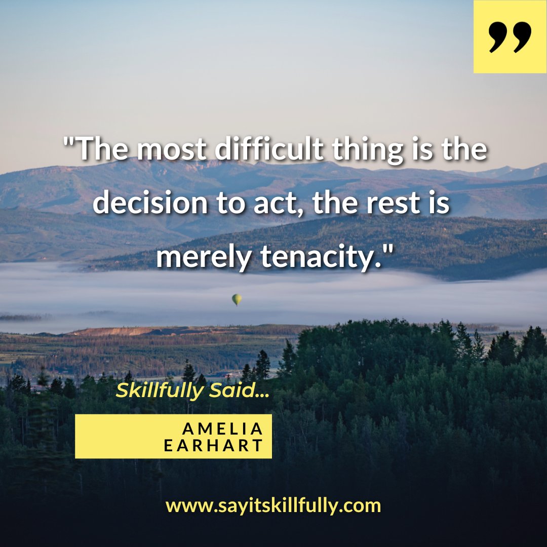 SayitSkillfully's tweet photo. "The most difficult thing is the decision to act, the rest is merely tenacity."
Skillfully Said by Amelia Earhart
Are you ready to become more skillful?
Free Mini Course - https://t.co/9JZfshAL1o
#motivationalquotes #businessquotes #sayitskillfully #mondaymotivation https://t.co/7Ob1TPisJ7