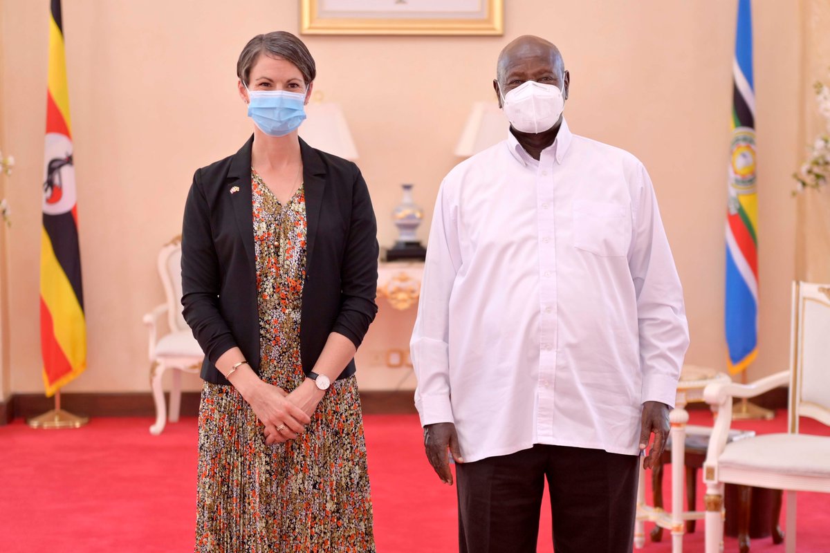 StateHouseUg's tweet image. President @KagutaMuseveni, this afternoon received credentials from the New Danish Ambassador to Uganda, H.E Signe Winding Albjerg. 

"Uganda has enjoyed a good relationship with #Denmark for a long time". - @KagutaMuseveni 
@DKAmbUganda