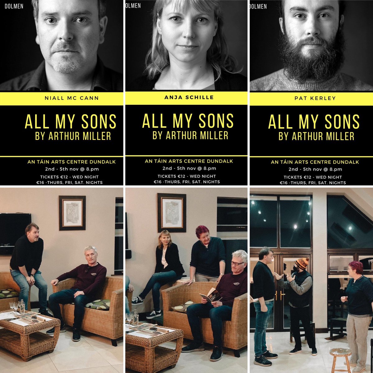 Dolmen Theatre Group Presents All My Sons by Arthur Miller.

2nd - 5th November at 8pm
Tickets: €12 Wed, €16 Thurs, Fri, Sat.

Book your tickets here: 
antain-tickets.antain.ie/ticketbooth/sh… <a href="/antainarts/">An Táin Arts Centre</a> <a href="/DundalkTourist/">DundalkTouristOffice</a> #louthchat #dundalkarts <a href="/VisitLouthIE/">Visit Louth</a>