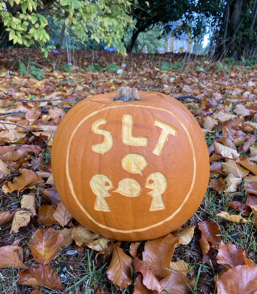 standrewsSLT's tweet photo. Our #SLT pumpkin! Carved and ready to be placed in the grounds to be found as part of our pumpkin hunt for patients and staff🧙🏼♂️🧛🏽🕸
@RCSLT @StAndrewsCare @GivingVoiceUK #MySLTDay https://t.co/LVY9VRAGxv