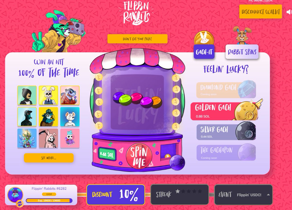 FlippinRabbits's tweet photo. 🚨 New GACH UPDATE 🚨

1⃣ WIN NFTs 100% of the time!
2⃣ CHANCES TO WIN UP TO 8500% IN VALUE!
3⃣ Rabbit Holders get an 11% DISCOUNT!

JACKPOT this week 👀

Okay Bears 👌
Kotaru Shark 🦈
Skelly Rabbit 💀
Primates 🏞️

https://t.co/nnBpiTUkEm

#FlippinGACH #JustFlipIt https://t.co/HNgvW992XV