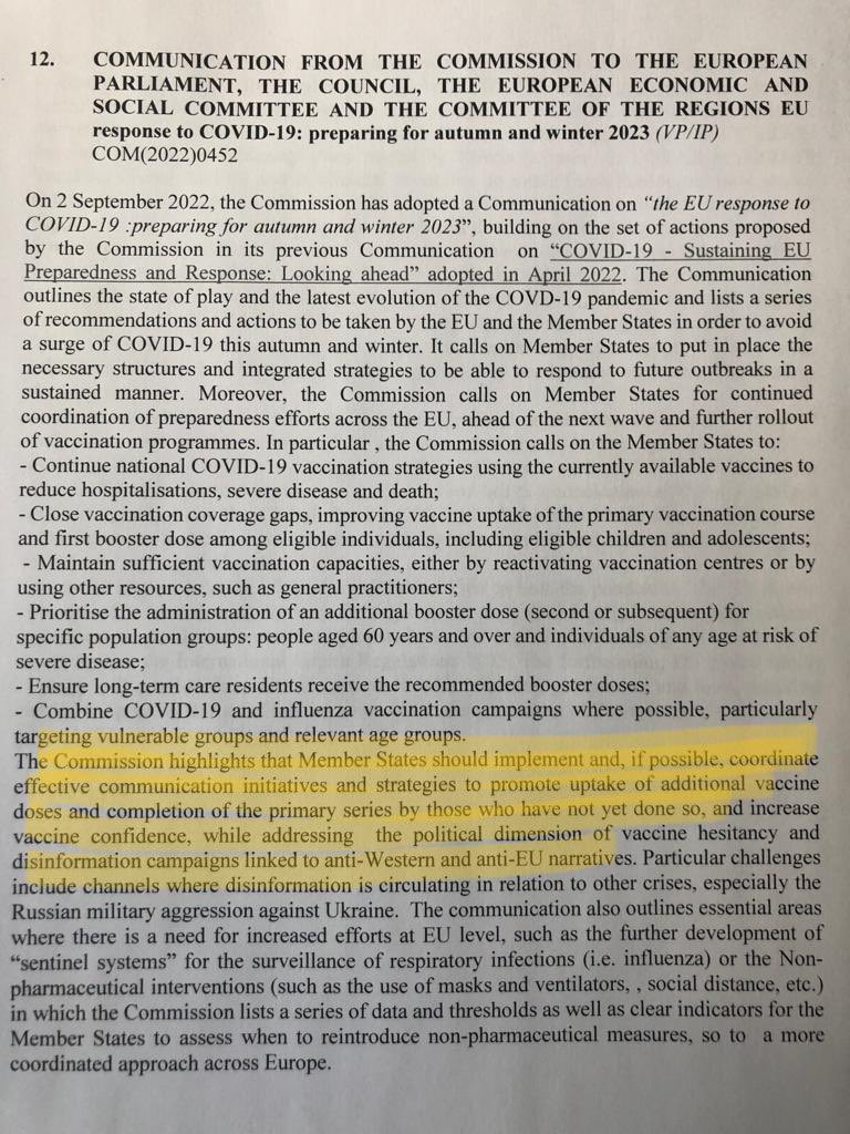 Rappel de la feuille de route de la Commission qui souligne que les États membres devraient mettre en œuvre et, si possible coordonner des initiatives + stratégies de communication efficaces afin de promouvoir l'absorption de doses supplémentaires de vaccin et (…) 1/2 #Covid