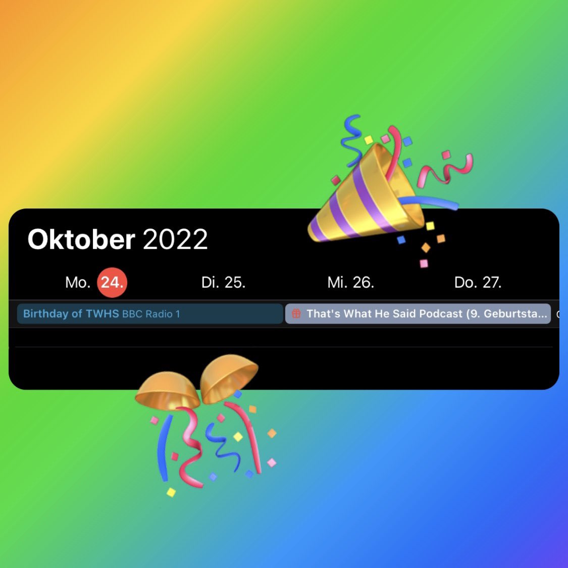 JuliaSophieD's tweet photo. Why put something in your calendar once, when you can put it in twice 😅. 

HAPPY 9TH BIRTHDAY @Podcastard! YOU ARE MISSED ✌️&amp; ♥️

#The90sWantTheirGraphicsBack https://t.co/95cMjC6TB2