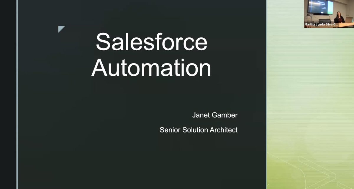 SalesforceCU's tweet photo. Thank you Janet Gamber for joining our student group last week as a guest speaker and teaching our members about Salesforce Automation!⚙️💡 https://t.co/M7jxo8BGGo